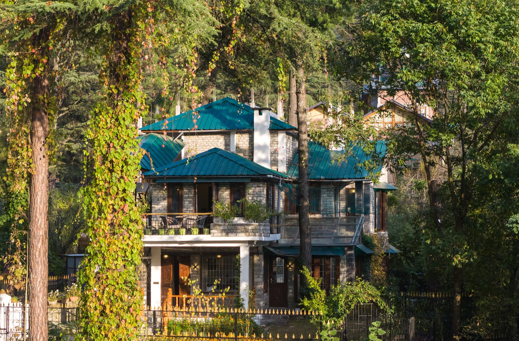 Drone view of River Stone Villa and the valley
