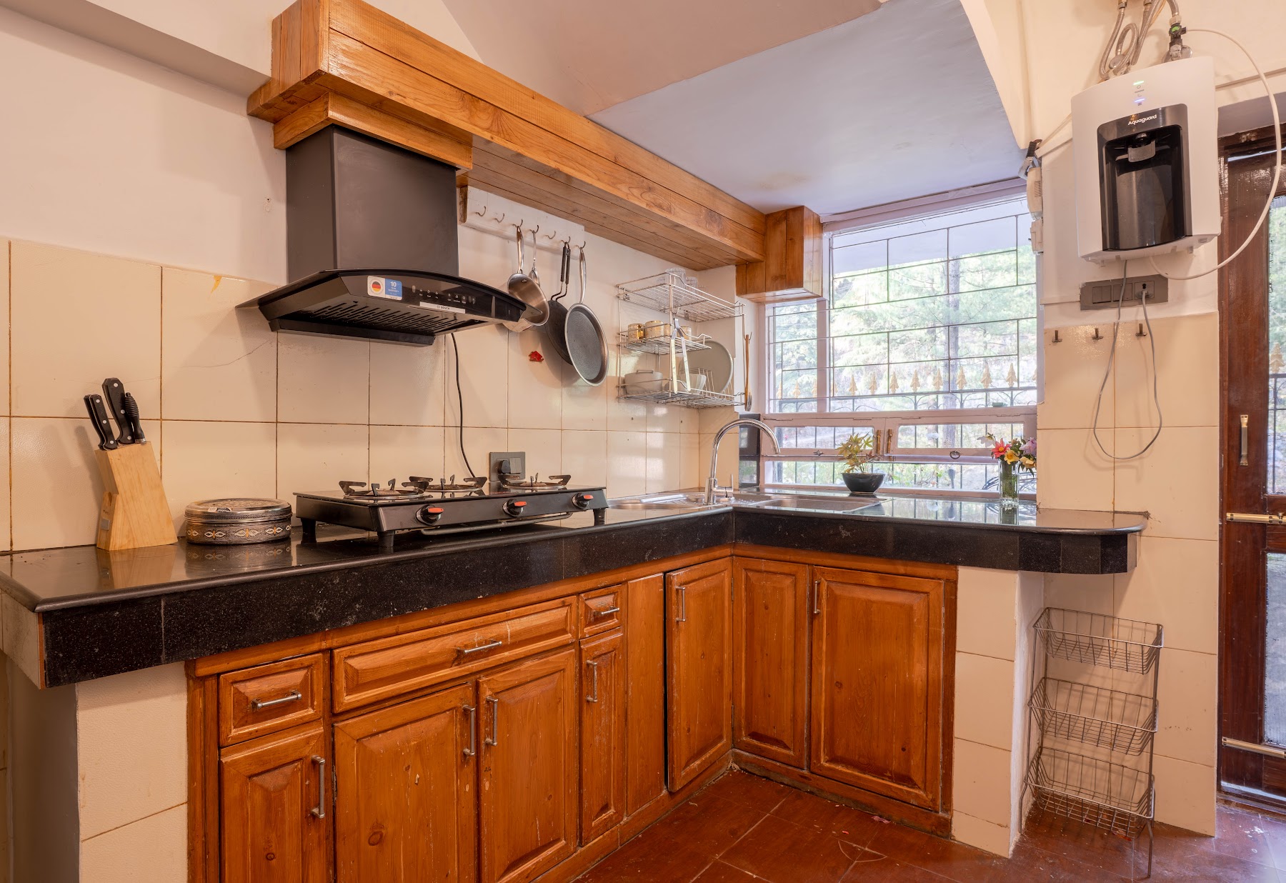 Kitchen counter and cabinets for guest use